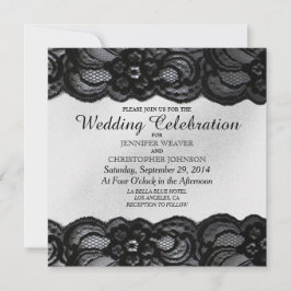 Cordón negro e invitaciones blancas de la boda del