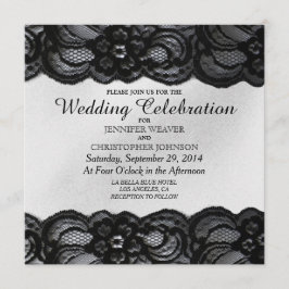 Cordón negro e invitaciones blancas de la boda del