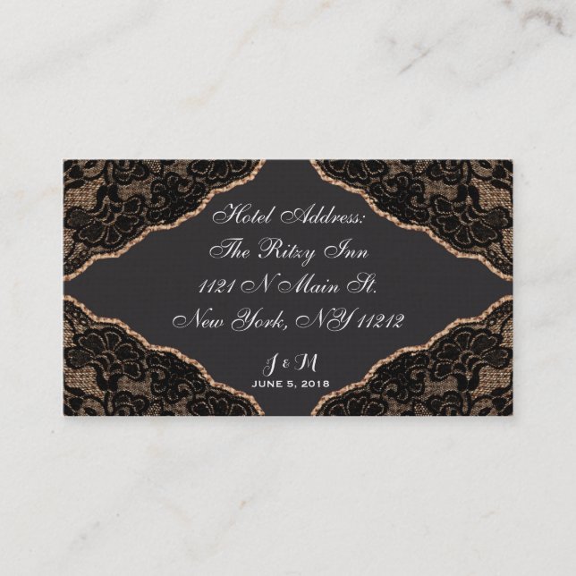 Cordón negro elegante en tarjeta del hotel del (Anverso)
