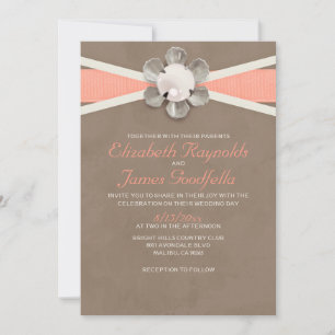 Cordón y perlas del vintage que casan invitaciones