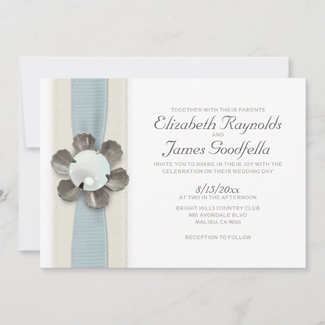 Cordón y perlas que casan invitaciones (Anverso)