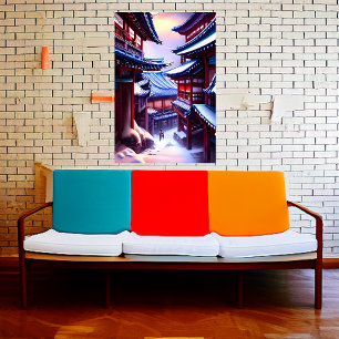 Coreano en el invierno nevado   Poster de arte de 