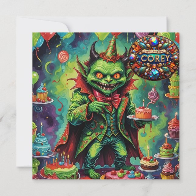 COREY ~ Tarjeta de cumpleaños ~ Creatura atemoriza (Anverso)