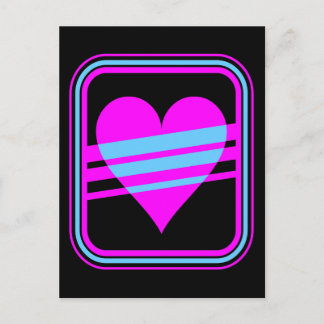 Corey Tiger 80s Retro Corazón y Rayas Postal