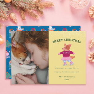 Corgi Adorable Patinando Amarillo Mostaza Navidad