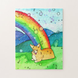 Corgi Al Final Del Rompecabezas Del Arcoiris