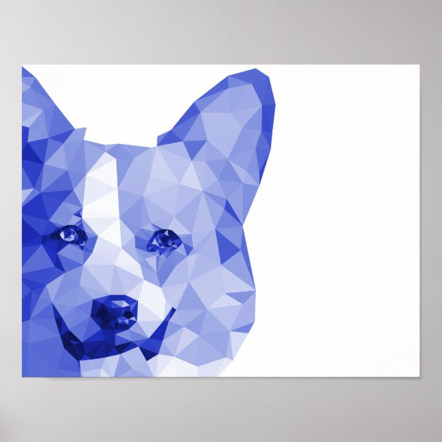 Corgi bajo arte polaco en azul (Frente)