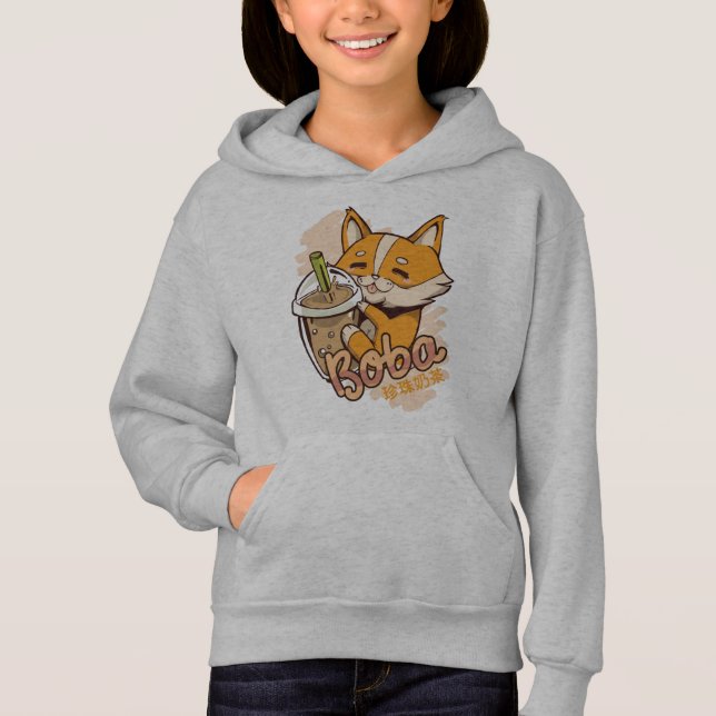Corgi cachorro con té de burbuja (Anverso)