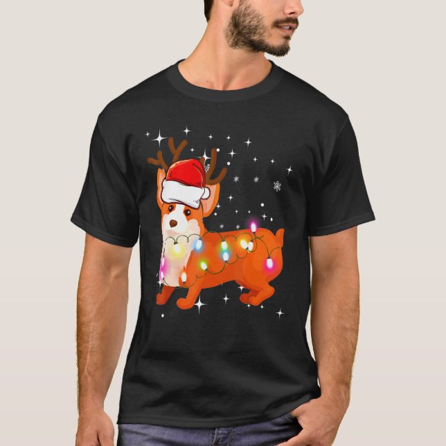 Corgi Camiseta de Navidad Reno (Anverso)