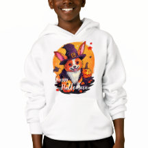 Corgi con disfraz de asistente de Halloween