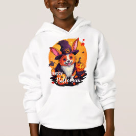 Corgi con disfraz de asistente de Halloween