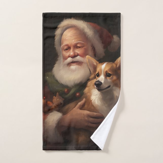 Corgi Con Navidades festivos de Santa Claus (Toalla de mano)