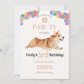 Corgi cumpleaños Invitación de Pawty