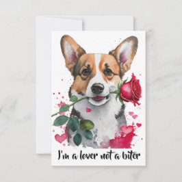 Corgi Dog acuarela con tarjeta de nota Rosa