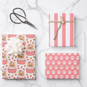 Corgi Dog Cupcake Envoltura Papel de 3