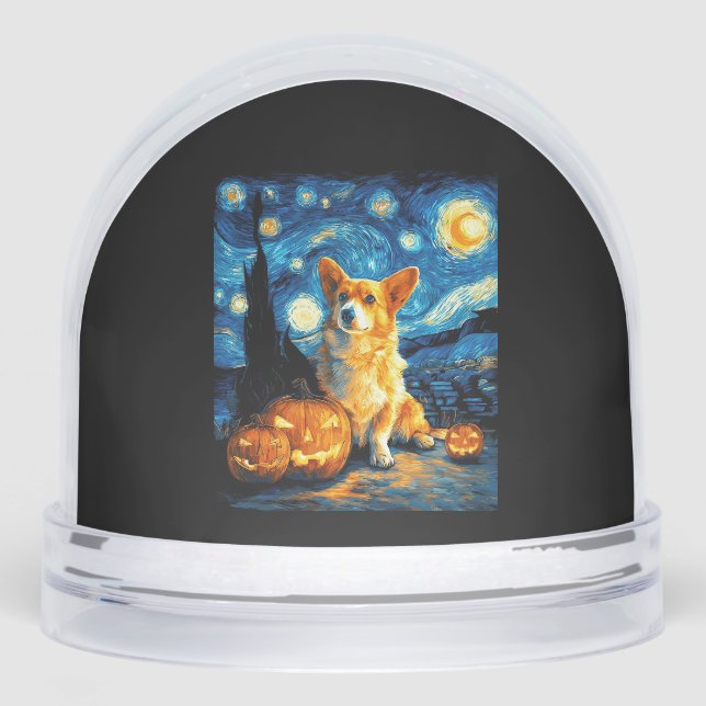 Corgi Dog Lovers Painting of van gogh starry night (Anverso)