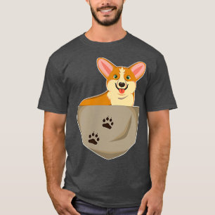 Corgi dulce en el bolsillo de la camisa