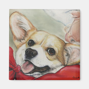 Corgi e imán del navidad de Santa