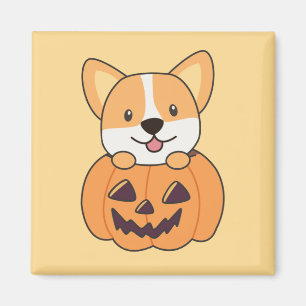 Corgi En Calabaza Perros Cute Feliz Imán Halloween