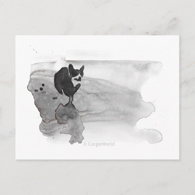 Corgi en la postal de la playa (Anverso)