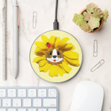 Corgi Face Sunflower Con Lady Bug Hair Bow Cute