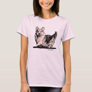 Corgi Galés con la camiseta de la mujer de la col