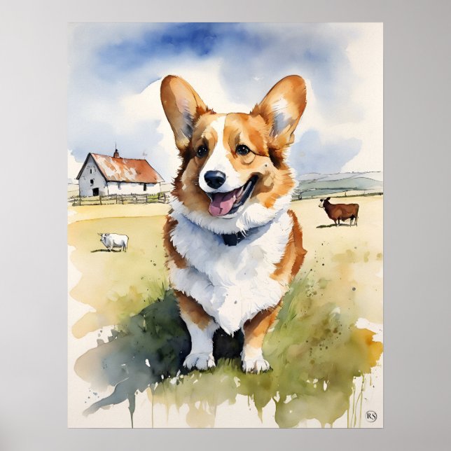 Corgi galés - Impresión de arte de perro (Frente)