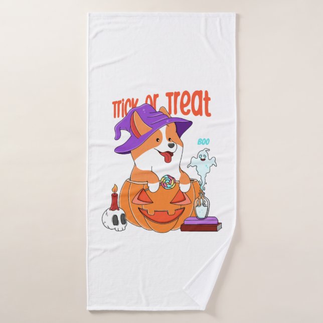 Corgi Halloween (Toalla de baño)