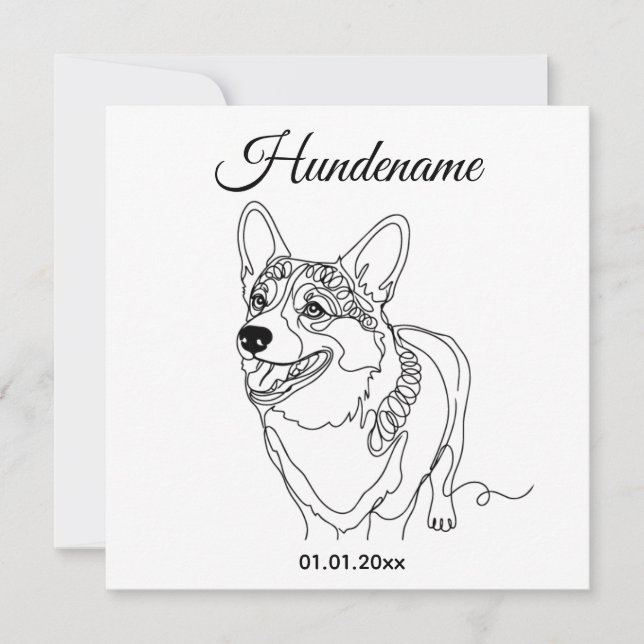 Corgi Line Art personalized dog (Anverso)