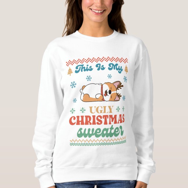 Corgi Mi Suéter Feo de Navidad  (Anverso)