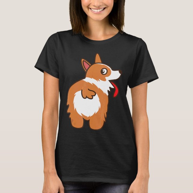 Corgi Perro Corazón Trasero Camiseta Bufanda Genia (Anverso)