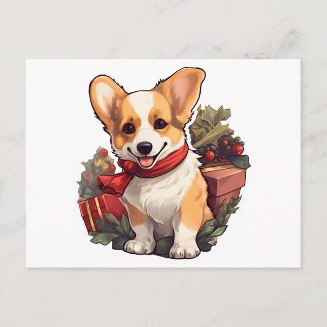 Corgi perro Feliz Navidad y Feliz Año Nuevo (Anverso)