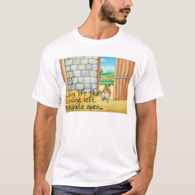 Corgi "puerta abierta…" La camiseta de los hombres (Anverso)