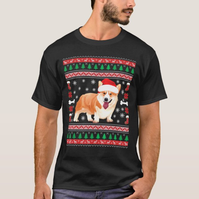 Corgi Santa Hat Navidades feos Sweater Corgi (Anverso)