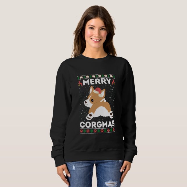 Corgi Ugly Christmas Sweater Style Merry Corgmas (Anverso completo)