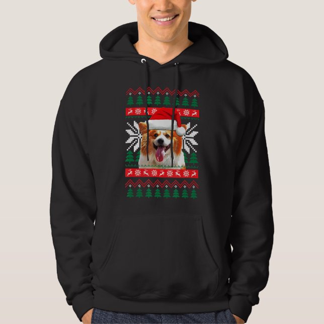 Corgi Ugly Navidades Sweater Style Santa Hat Pembr (Anverso)