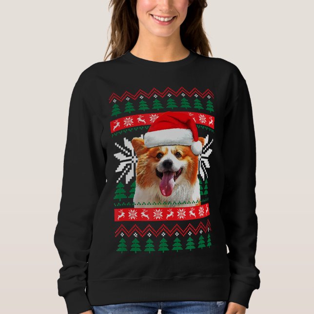 Corgi Ugly Navidades Sweater Style Santa Hat Pembr (Anverso)