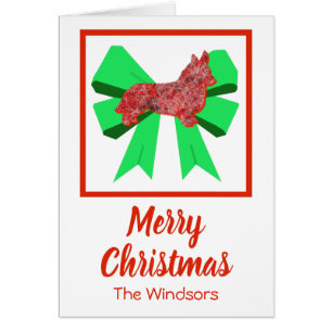 Corgi Welsh Cute Navidades Dog & Green Bow Card