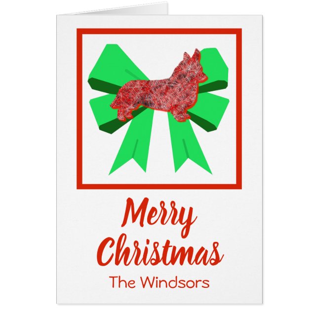 Corgi Welsh Cute Navidades Dog & Green Bow Card (Frente)