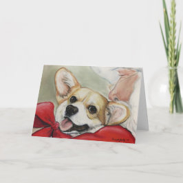 Corgi y tarjeta de felicitación del navidad de