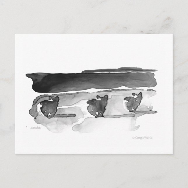 Corgis en la postal de la playa (Anverso)