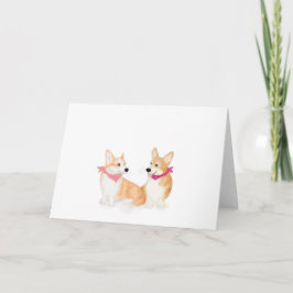 Corgis galés lindo con una tarjeta en blanco de ve