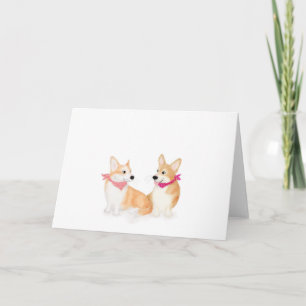 Corgis galés lindo con una tarjeta en blanco de ve