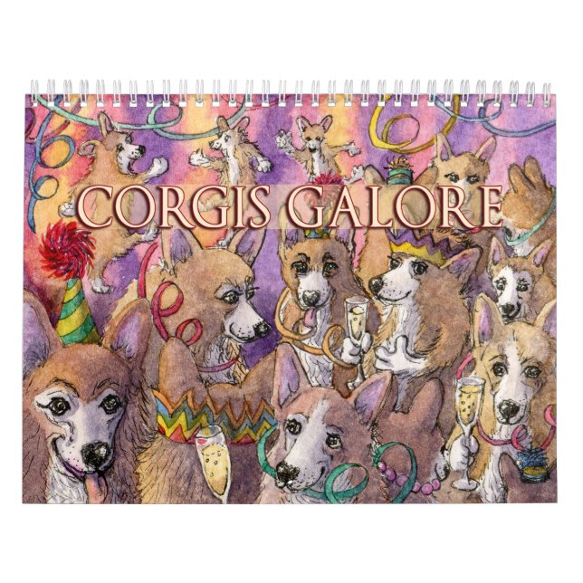 Corgis Galore - perros divirtiéndose - calendario (Tapa)