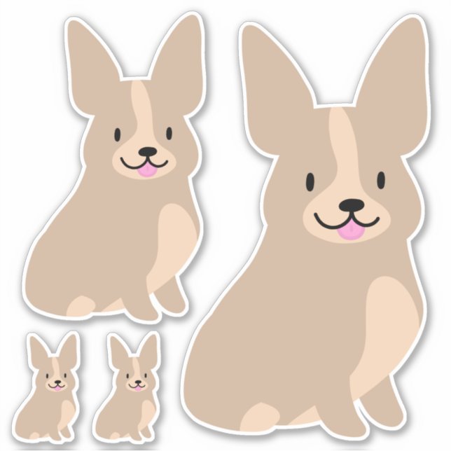 Corgis sencillo, diferentes tamaños, Pegatina (Anverso)