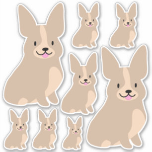 Corgis sencillo, diferentes tamaños, Pegatina