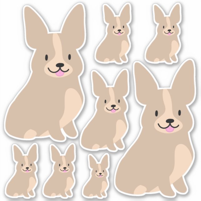 Corgis sencillo, diferentes tamaños, Pegatina (Anverso)