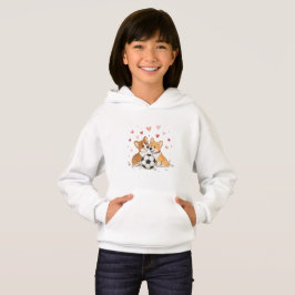 Corgis with soccer ball for Valentine's Day