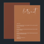 CORIANDER Boho Terracotta 5x7" Comamos el menú<br><div class="desc">Este menú presenta un diseño minimalista moderno y un diseño cuidadosamente escrito, con una combinación de terracota boho y color blanco. Edite con facilidad *most* frases para que coincidan con sus necesidades. Este menú es la combinación perfecta de su sencilla ducha de bebé, su ducha de novia, su boda, su...</div>