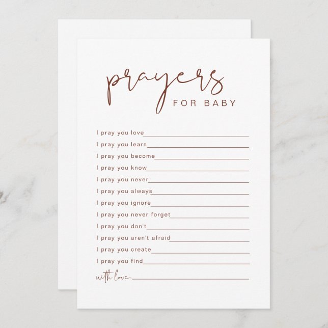 CORIANDER Rust Boho reza tarjeta para bebé (Anverso / Reverso)